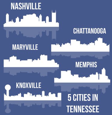 düz şehir siluetleri, basit vektör çizim seti 