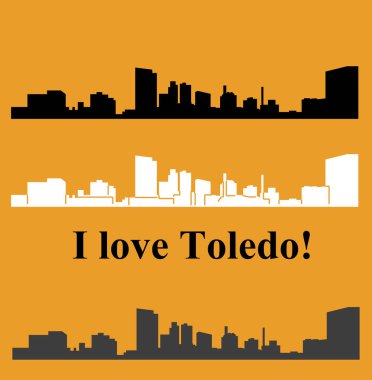 düz şehir siluetleri, basit vektör çizim seti 