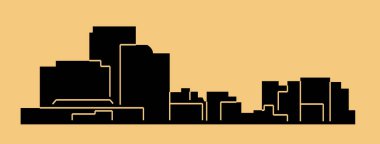 düz şehir silueti, basit vektör çizim 