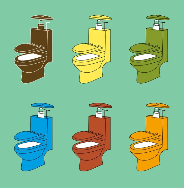 Set Toilets Color Background Simple Vector Illustration — Stock Vector