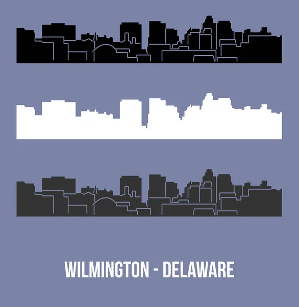 Set Flat City Silhouettes Simple Vector Illustration — Stock Vector