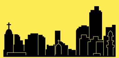 düz şehir silueti, basit vektör çizim 