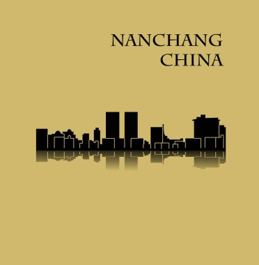 düz şehir silueti, basit vektör çizim 