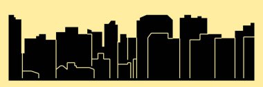 düz şehir silueti, basit vektör çizim 