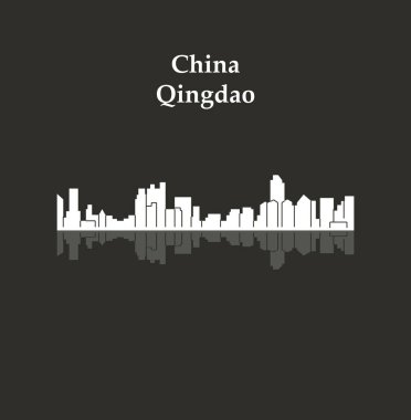 düz şehir silueti, basit vektör çizim 