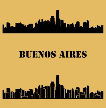 düz şehir siluetleri, basit vektör çizim seti 