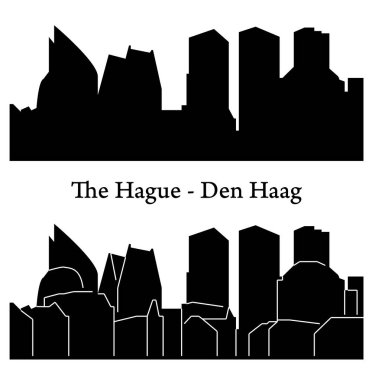 düz şehir siluetleri, basit vektör çizim seti 