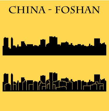 düz şehir siluetleri, basit vektör çizim seti 