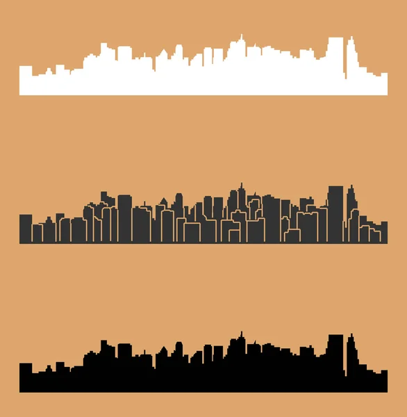 Silueta Ciudad Plana Ilustración Simple Vector — Archivo Imágenes Vectoriales