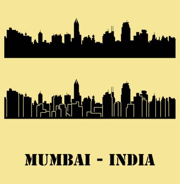 düz şehir siluetleri, basit vektör çizim seti 