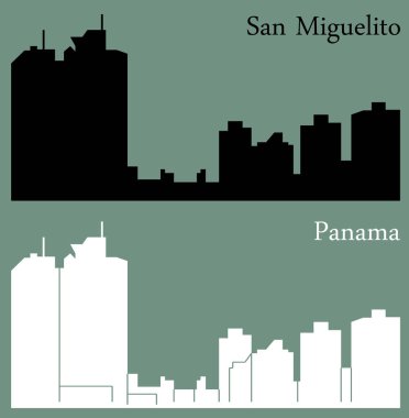 düz şehir siluetleri, basit vektör çizim seti 