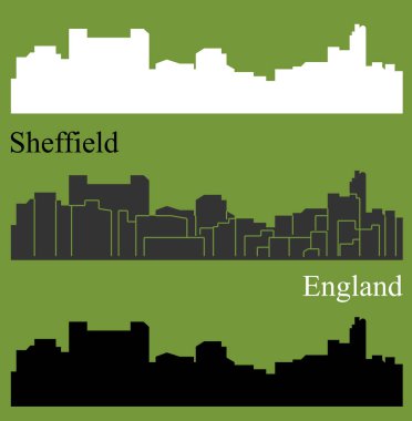 düz şehir siluetleri, basit vektör çizim seti 