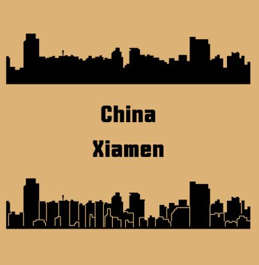 düz şehir siluetleri, basit vektör çizim seti 