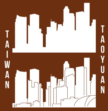 düz şehir siluetleri, basit vektör çizim seti 