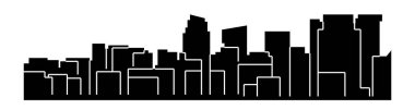 düz şehir silueti, basit vektör çizim 