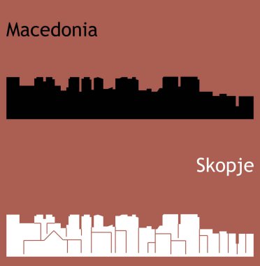 düz şehir siluetleri, basit vektör çizim seti 