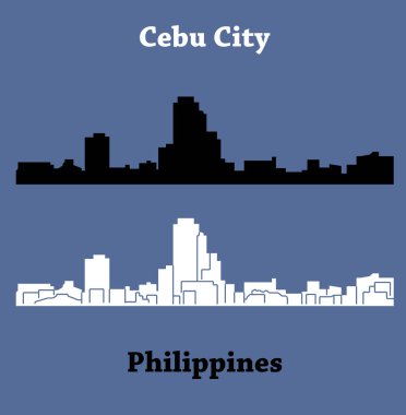 düz şehir siluetleri, basit vektör çizim seti 