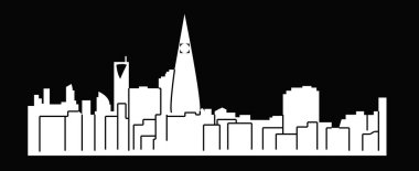 düz şehir silueti, basit vektör çizim 