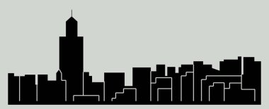 düz şehir silueti, basit vektör çizim 