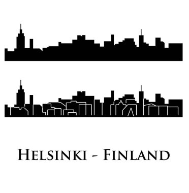 düz şehir siluetleri, basit vektör çizim seti 