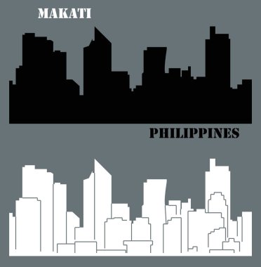 düz şehir siluetleri, basit vektör çizim seti 