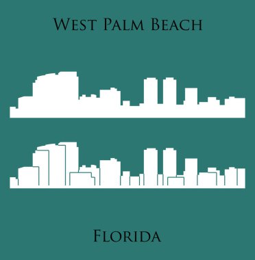 düz şehir siluetleri, basit vektör çizim seti 