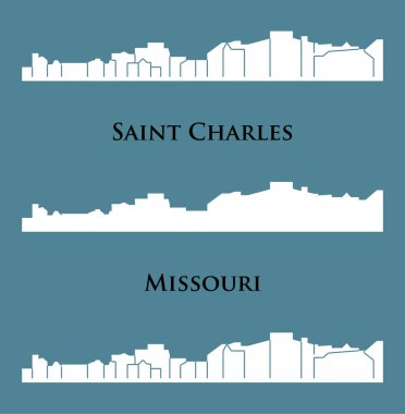 düz şehir siluetleri, basit vektör çizim seti 