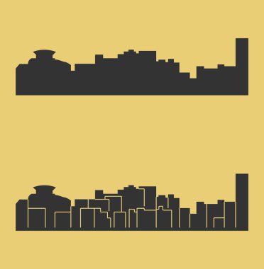 düz şehir siluetleri, basit vektör çizim seti 