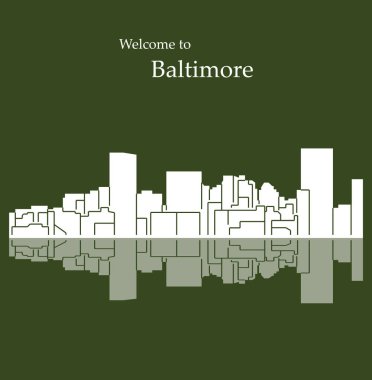 düz şehir silueti, basit vektör çizim 