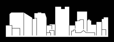 düz şehir silueti, basit vektör çizim 