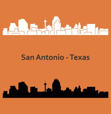 düz şehir siluetleri, basit vektör çizim seti 