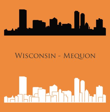 düz şehir siluetleri, basit vektör çizim seti 