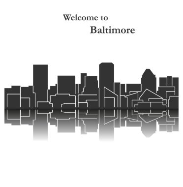 düz şehir silueti, basit vektör çizim 