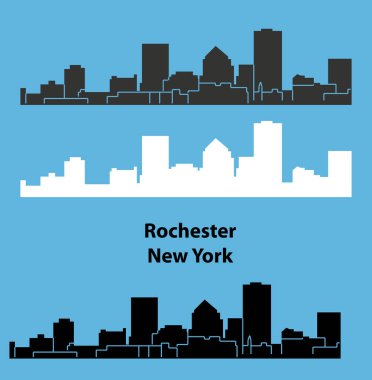 düz şehir siluetleri, basit vektör çizim seti 