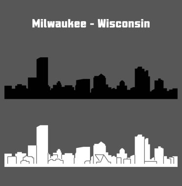 düz şehir siluetleri, basit vektör çizim seti 