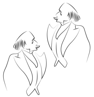 profil erkeklerin takım elbiseli, sadece vektör çizim 