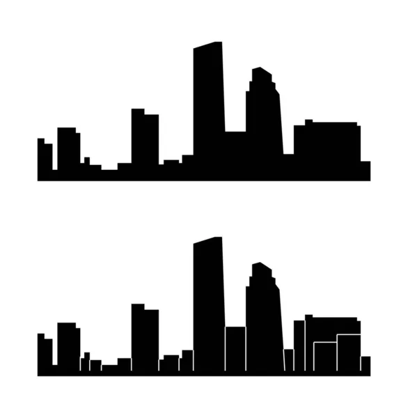 Conjunto Silhuetas Cidade Plana Ilustração Vetorial Simples — Vetor de Stock