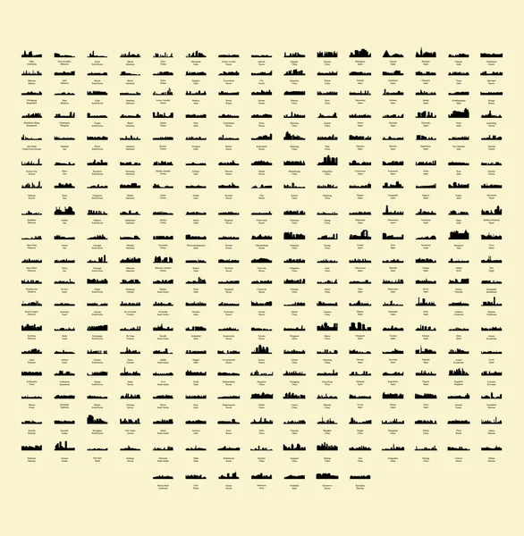 düz şehir siluetleri, basit vektör çizim seti 