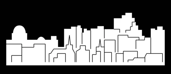 Plochá Město Silueta Jednoduché Vektorové Ilustrace — Stockový vektor