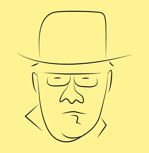 Портрет Человека Шляпе Просто Векторная Иллюстрация — стоковый вектор