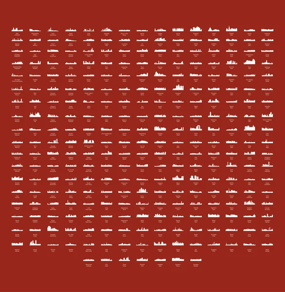 フラットな街のシルエットは シンプルなベクター イラストのセット — ストックベクタ