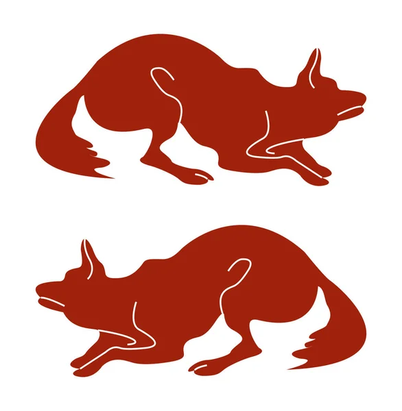 Set Foxes Simply Vector Illustration — Stock Vector