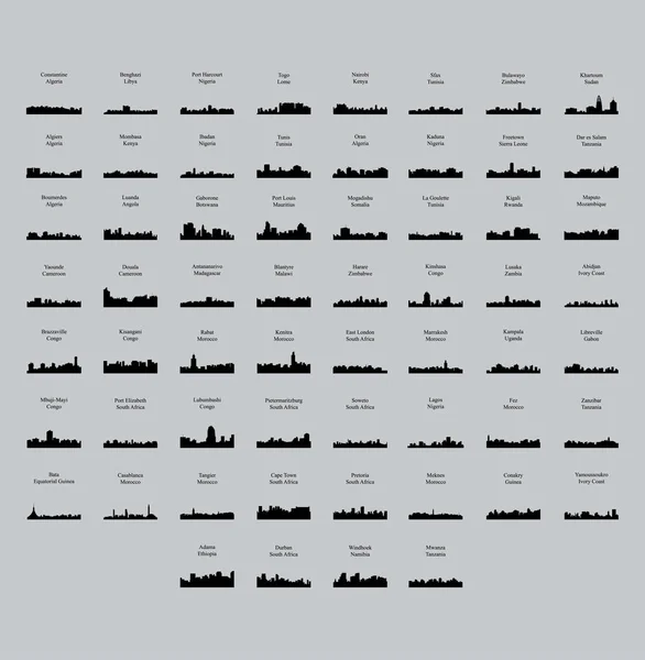 Ensemble Silhouettes Plates Ville Illustration Vectorielle Simple — Image vectorielle