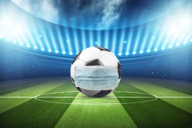 Avrupa futbolu iptal konsepti. Koronavirüs maskeli top