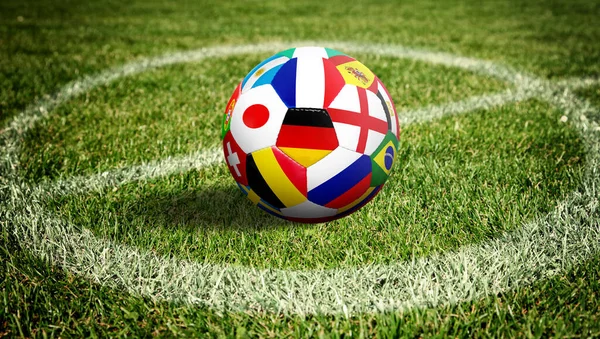 Jogo Futebol Tradicional Com Uma Bola Couro — Fotografia de Stock