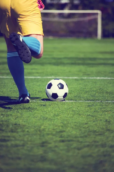 Jogo Futebol Tradicional Com Uma Bola Couro — Fotografia de Stock