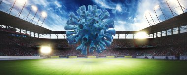 Avrupa futbolu iptal konsepti. Koronavirüs maskeli top