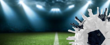 Avrupa futbolu iptal konsepti. Koronavirüs maskeli top