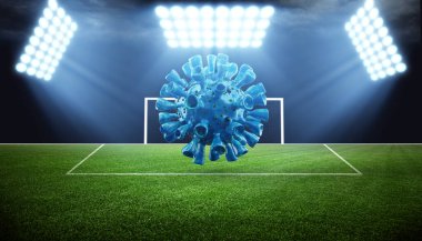 Avrupa futbolu iptal konsepti. Koronavirüs maskeli top