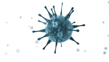 Grip virüsü hücrelerinin mikroskobik görüntüsü. 3 boyutlu tıbbi illüstrasyon